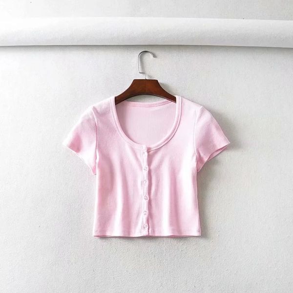 T-shirt T-shirt Simple round neck single breasted cardigan women's summer 2020 new solid color pit strip slim fitting short sleeve top, White
T-shirt T-shirt Simple round neck single breasted cardigan women's summer 2020 new solid color pit strip slim fitting short sleeve top, White