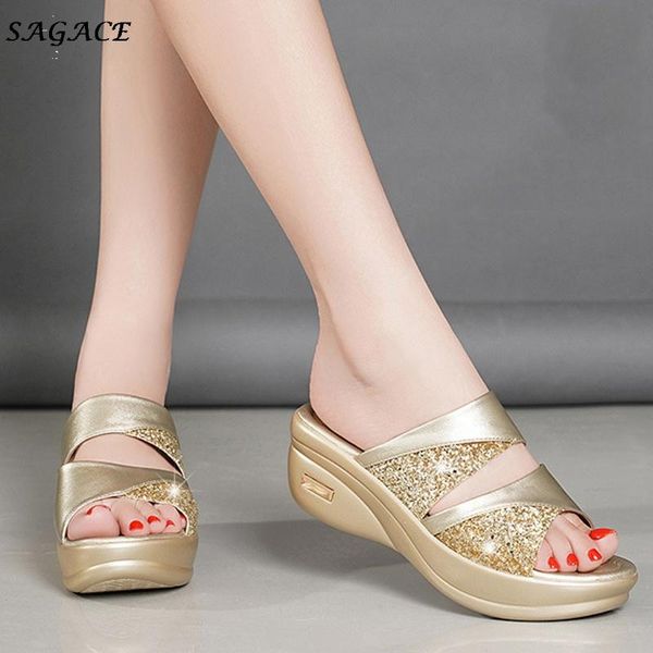 casual platform wedges slippers women fashion summer gold high heels slides shoes woman open head beach sandalias mujer, Black
casual platform wedges slippers women fashion summer gold high heels slides shoes woman open head beach sandalias mujer, Black