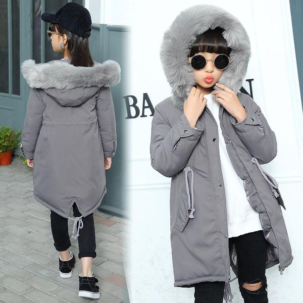 8 year children's winter big fur collar jacket for boys girls warm hooded cotton thick padded long parkas coat kids clothes, Blue;gray
8 year children's winter big fur collar jacket for boys girls warm hooded cotton thick padded long parkas coat kids clothes, Blue;gray