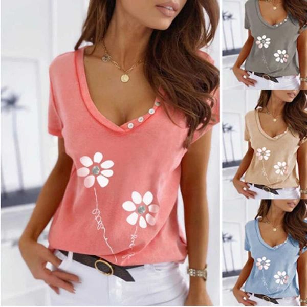 women's t-shirt sweet women sunflower print loose t-shirts v neck button pocket tee wdc7963, White
women's t-shirt sweet women sunflower print loose t-shirts v neck button pocket tee wdc7963, White