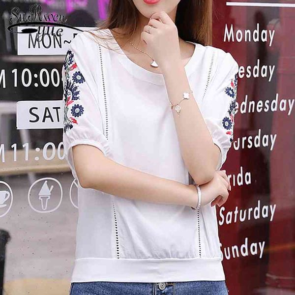 spring summer fashion embroidery floral chiffon women blouses shirt simple loose buckle short sleeve blusas d872 30 210521, White
spring summer fashion embroidery floral chiffon women blouses shirt simple loose buckle short sleeve blusas d872 30 210521, White