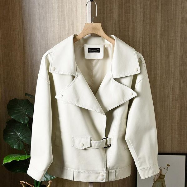 women's leather & faux spring 2021 loose single-button beige black soft pu jacket turndown collar long sleeve casual biker female
women's leather & faux spring 2021 loose single-button beige black soft pu jacket turndown collar long sleeve casual biker female