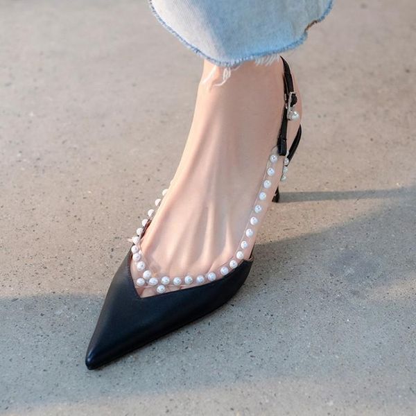 pump unique women's shoes pearl pointed toe simple elegant dress summer sandals, Black
pump unique women's shoes pearl pointed toe simple elegant dress summer sandals, Black