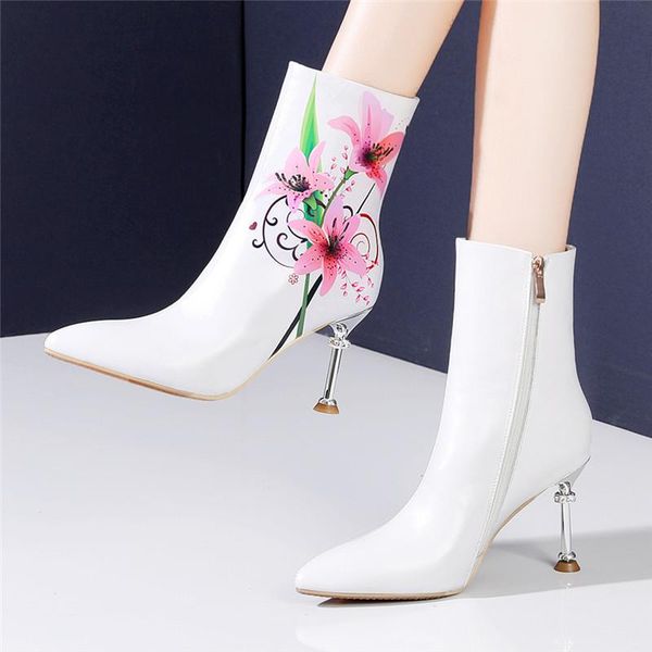 boots autumn winter embroidery short pointed wineglass with high heel women shoes handmade leather plush ankle zip, Black
boots autumn winter embroidery short pointed wineglass with high heel women shoes handmade leather plush ankle zip, Black