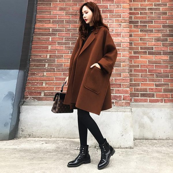 women's wool & blends off-season reversible cashmere coat mid-length autumn and winter loose cocoon woolen small, Black
women's wool & blends off-season reversible cashmere coat mid-length autumn and winter loose cocoon woolen small, Black