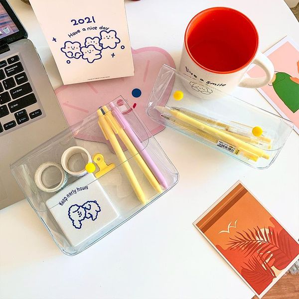 storage bags ins snap button cosmetic korean version portable pen pouch pvc transparent gift home organizer supplies
storage bags ins snap button cosmetic korean version portable pen pouch pvc transparent gift home organizer supplies