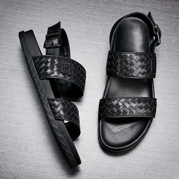 slippers woven sandals men's fashion roman summer personality british youth leather beach shoes 90t8, Black
slippers woven sandals men's fashion roman summer personality british youth leather beach shoes 90t8, Black