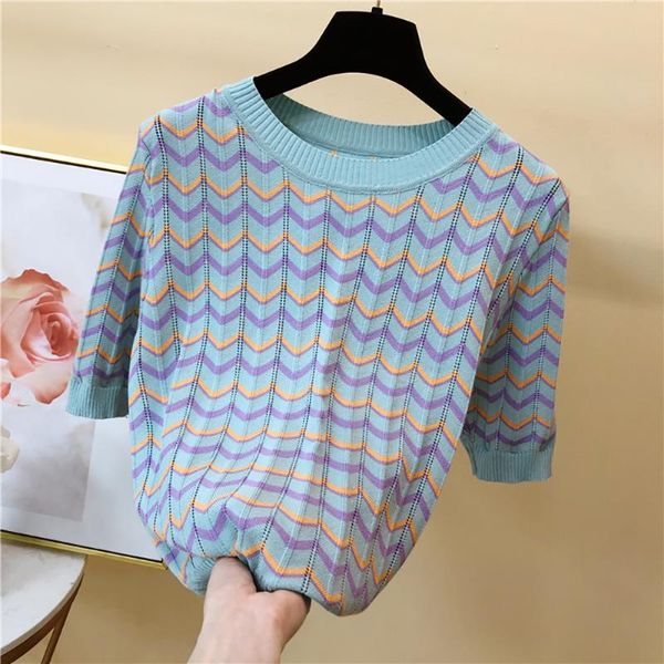 fashion striped short sleeve o-neck knitted t shirt woman casual white pink blue straight -l summer clothes for women women's t-shirt
fashion striped short sleeve o-neck knitted t shirt woman casual white pink blue straight -l summer clothes for women women's t-shirt