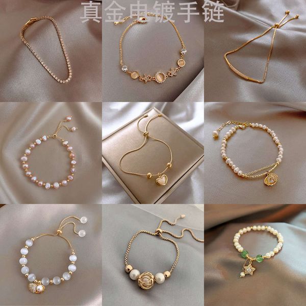 2020 new opal fresh water pearl crystal student korean simple bracelet, Black
2020 new opal fresh water pearl crystal student korean simple bracelet, Black