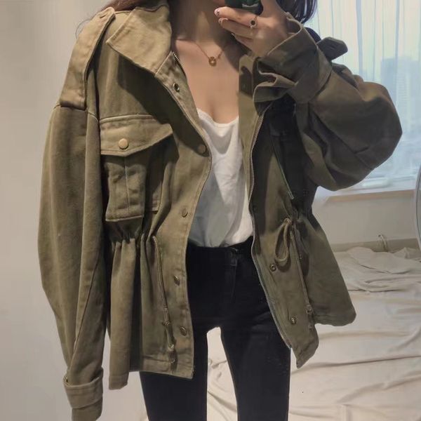 women casual jackets streetwear drawstring cargo coat spring autumn winter female loose solid jacket bf style coats, Black;brown
women casual jackets streetwear drawstring cargo coat spring autumn winter female loose solid jacket bf style coats, Black;brown