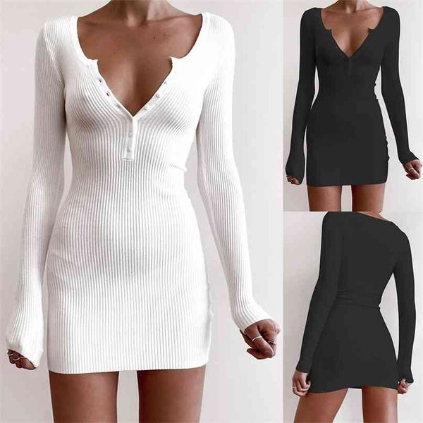 women autumn winter knitted solid bodycon mini dress long sleeve cut bow v neck slim party club black white es 210507, Black;gray
women autumn winter knitted solid bodycon mini dress long sleeve cut bow v neck slim party club black white es 210507, Black;gray