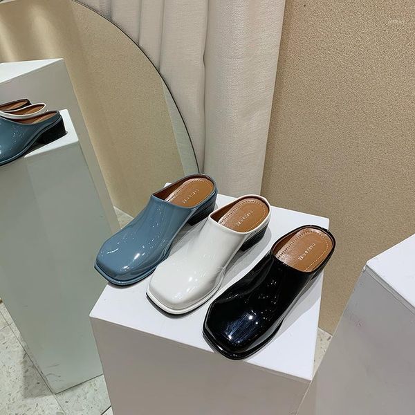 patent leather women slippers round toe casual slip on thick low heeled sandals slides summer flats shoes beach shoes1, Black
patent leather women slippers round toe casual slip on thick low heeled sandals slides summer flats shoes beach shoes1, Black