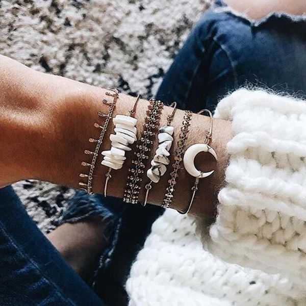 5pcs vintage natural stone gravel bracelet set multilayer gold color bead moon crescent bangle for women men jewelry 9089 link, chain, Black
5pcs vintage natural stone gravel bracelet set multilayer gold color bead moon crescent bangle for women men jewelry 9089 link, chain, Black