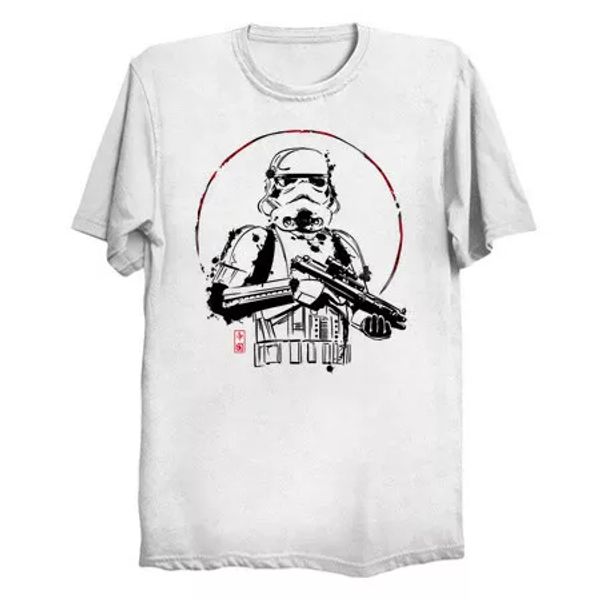 Japanese Art Space Wars Alien Galaxy Samurai Retro White T-shirt, White;black