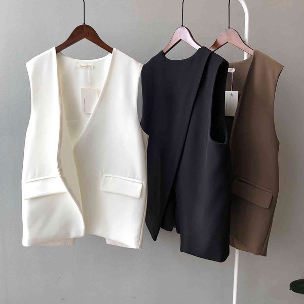 women's two piece pants v-neck sleeveless loose back split suit vest female 2021 spring solid office lady coat korean trend au, White
women's two piece pants v-neck sleeveless loose back split suit vest female 2021 spring solid office lady coat korean trend au, White