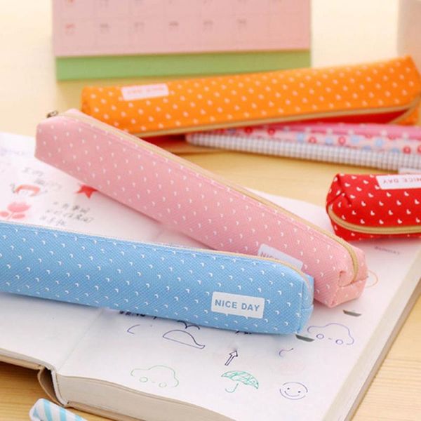 pencil bags 1pc cute case kawaii dot canvas pen bag stationery pouch for students gift office school supplies
pencil bags 1pc cute case kawaii dot canvas pen bag stationery pouch for students gift office school supplies