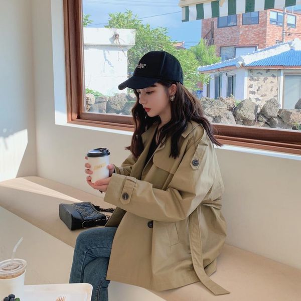 women's trench coats now spring and autumn coat clothing small wind-breaker, Tan;black
women's trench coats now spring and autumn coat clothing small wind-breaker, Tan;black