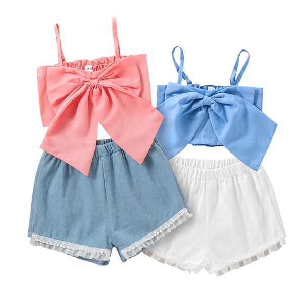 clothing sets 2pcs girls solid color bow-knot +denim shorts kid girl outfit children summer toddler clothes 2-7y, White
clothing sets 2pcs girls solid color bow-knot +denim shorts kid girl outfit children summer toddler clothes 2-7y, White