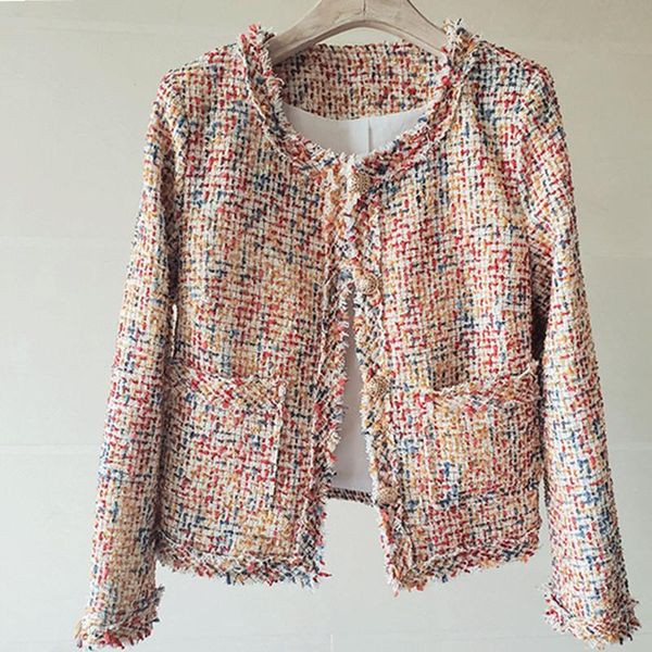 women's jackets colorful tweed women jacket long sleeve single-breasted tassel pocket short coat autumn winter french temperament outwe, Black;brown
women's jackets colorful tweed women jacket long sleeve single-breasted tassel pocket short coat autumn winter french temperament outwe, Black;brown