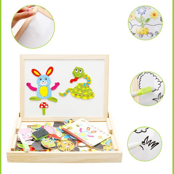 Parent-child interactive toys wooden magnetic puzzle double-sided drawing board toys preschool education collage children gifts
Parent-child interactive toys wooden magnetic puzzle double-sided drawing board toys preschool education collage children gifts