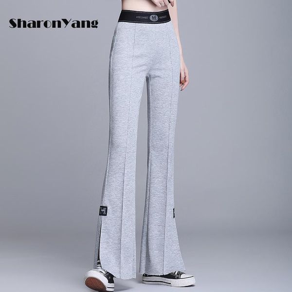 women's pants & capris spring summer women elasticity slit bell bottom high waist elegant long ladies flared trousers gray sweatpants, Black;white
women's pants & capris spring summer women elasticity slit bell bottom high waist elegant long ladies flared trousers gray sweatpants, Black;white