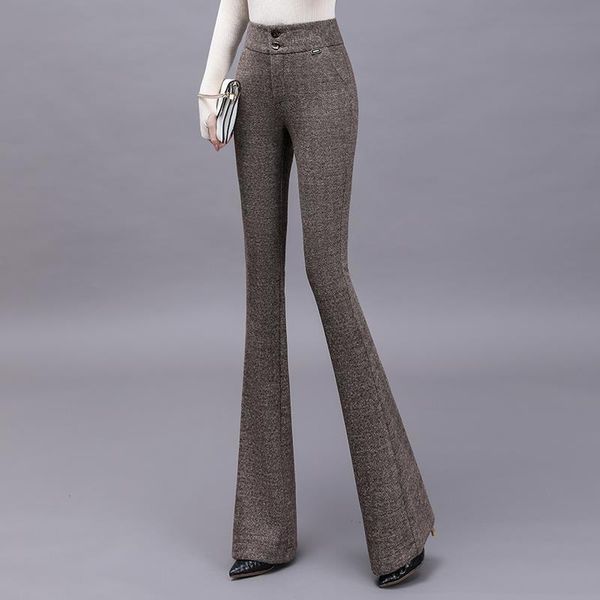 women's pants & capris women 2021 autumn winter fashion woolen striped female high waist full length trousers ladies warm pockets t886, Black;white
women's pants & capris women 2021 autumn winter fashion woolen striped female high waist full length trousers ladies warm pockets t886, Black;white