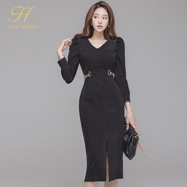 han queen elegant office pencil dress women winter split mid-calf bottoming dresses ol business work sheath bodycon vestidos casual, Black;gray
han queen elegant office pencil dress women winter split mid-calf bottoming dresses ol business work sheath bodycon vestidos casual, Black;gray