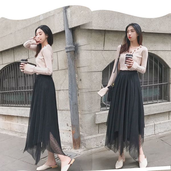 skirts fdfklak autumn winter mesh skirt irregular high waist skirts pleated long female spring skirt jupe femme fairy sqau, Black
skirts fdfklak autumn winter mesh skirt irregular high waist skirts pleated long female spring skirt jupe femme fairy sqau, Black