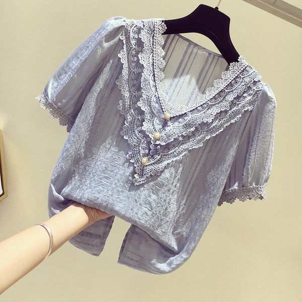 women's blouses & shirts women fashion chiffon lady casual short-sleeved loose lace blouse, White
women's blouses & shirts women fashion chiffon lady casual short-sleeved loose lace blouse, White