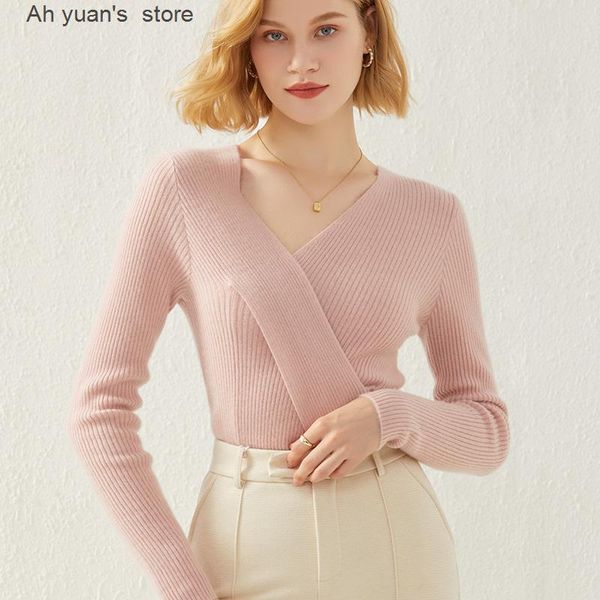 women's sweaters ah yuan 21 years of autumn and winter cross v-neck full wool fashion temperament slim pullover sweater, White;black
women's sweaters ah yuan 21 years of autumn and winter cross v-neck full wool fashion temperament slim pullover sweater, White;black
