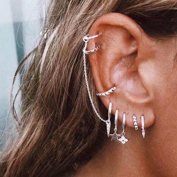 hoop & huggie 8pcs/lot fashion bohemian star earrings set for women geometirc circle chain brincos trend jewelry gift, Golden;silver
hoop & huggie 8pcs/lot fashion bohemian star earrings set for women geometirc circle chain brincos trend jewelry gift, Golden;silver