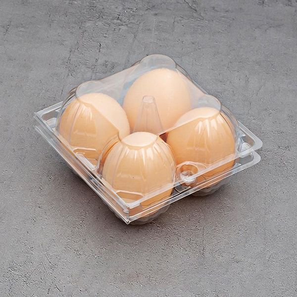 50pcs plastic egg cartons bulk clear chicken tray holder for family pasture farm business market- 4 grids storage bottles & jars