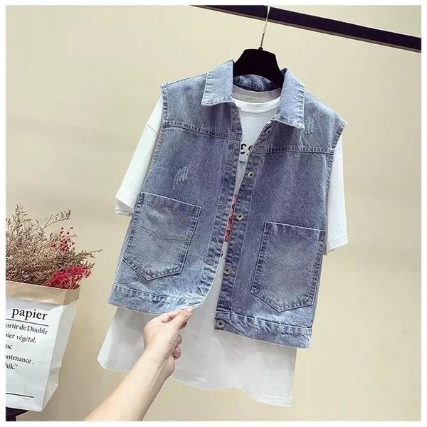 women's vests spring autumn fashion women sleeveless vest jacket cropped denim plus size female clothing chaleco mujer y451, Black;white
women's vests spring autumn fashion women sleeveless vest jacket cropped denim plus size female clothing chaleco mujer y451, Black;white
