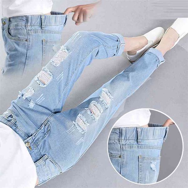 korea fashion women jeans elastic waist loose all-matched casual harem pants vintage ripped cotton denim d171 210512, Blue
korea fashion women jeans elastic waist loose all-matched casual harem pants vintage ripped cotton denim d171 210512, Blue