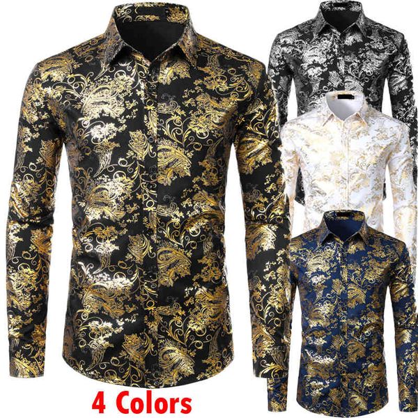 mens gold floral shirts shiny slim fit bronzing shirt men wedding club stage prom shirt male chemise homme camisas masculina xxl 210410, White;black
mens gold floral shirts shiny slim fit bronzing shirt men wedding club stage prom shirt male chemise homme camisas masculina xxl 210410, White;black