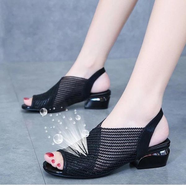 women sandals fashion thick heel peep toe women's shoes mesh breathable ladies plus size girls summer sandal, Black
women sandals fashion thick heel peep toe women's shoes mesh breathable ladies plus size girls summer sandal, Black