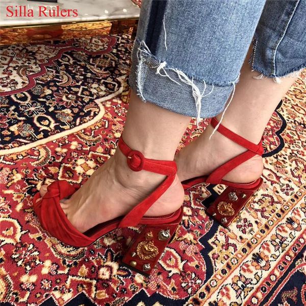 heart style metal deco gladiator sandals women high heels red green suede pumps wedding shoes woman sandalias mujer, Black
heart style metal deco gladiator sandals women high heels red green suede pumps wedding shoes woman sandalias mujer, Black