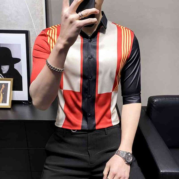 summer men shirts fashion splicing short sleeve casual shirt social party slim fit streetwear shirts camisa masculina 210527, White;black
summer men shirts fashion splicing short sleeve casual shirt social party slim fit streetwear shirts camisa masculina 210527, White;black