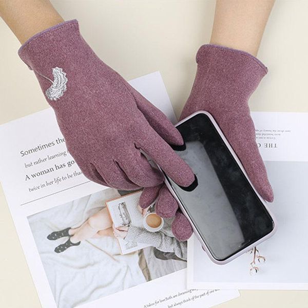 five fingers gloves lovely flower embroidery women winter warm faux cashmere touch screen outdoor full mittens, Blue;gray
five fingers gloves lovely flower embroidery women winter warm faux cashmere touch screen outdoor full mittens, Blue;gray