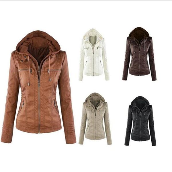 women's leather & faux paris fashion week women pu zipper hooded jacket outdoor man-made locomotive outerwear oversize xs-7xl, Black
women's leather & faux paris fashion week women pu zipper hooded jacket outdoor man-made locomotive outerwear oversize xs-7xl, Black
