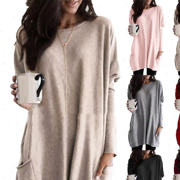 casual long sleeve womens blouses round neck pullover loose solid color pocketed for spring and autumn tunic top, White
casual long sleeve womens blouses round neck pullover loose solid color pocketed for spring and autumn tunic top, White