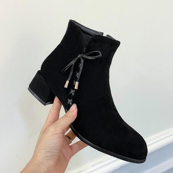 british style thick heel thin legged spring autumn short boots women's shoes, Black
british style thick heel thin legged spring autumn short boots women's shoes, Black