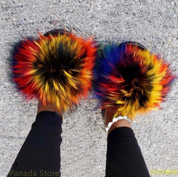 summer fluffy raccoon fur slippers shoes women real flip flop flat furry slides outdoor sandals woman amazing, Black
summer fluffy raccoon fur slippers shoes women real flip flop flat furry slides outdoor sandals woman amazing, Black