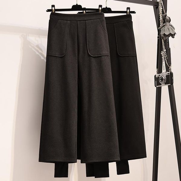 women's pants & capris xl-5xl plus size winter women wide leg high waist casual warm thick fake two pant loose large woolen trouser, Black;white
women's pants & capris xl-5xl plus size winter women wide leg high waist casual warm thick fake two pant loose large woolen trouser, Black;white