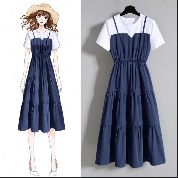 summer plus size 6xl women dress patchwork short sleeve o neck elastic waist korea elegant linen fake, Black;gray
summer plus size 6xl women dress patchwork short sleeve o neck elastic waist korea elegant linen fake, Black;gray