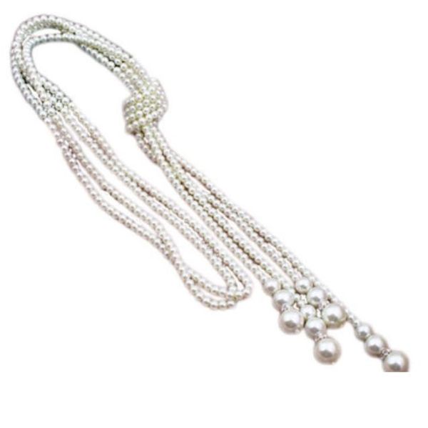 2021 women fashion elegant full white artificial imitation pearls knot long chain charms pendant necklace, Silver
2021 women fashion elegant full white artificial imitation pearls knot long chain charms pendant necklace, Silver