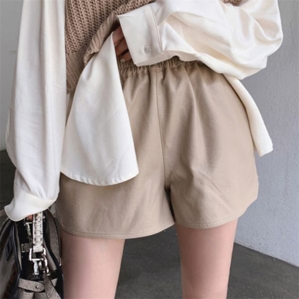 women's fall/winter casual and easy to wear elastic waist pu leather pants wide-leg shorts women show long legs 210522, White;black
women's fall/winter casual and easy to wear elastic waist pu leather pants wide-leg shorts women show long legs 210522, White;black