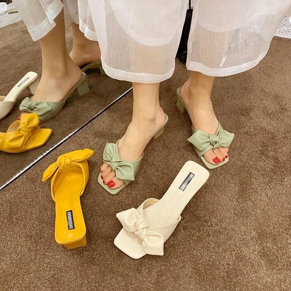 slippers summer bow knot ladies sweet women shoes square high heels outside fashion slides casual woman sexy, Black
slippers summer bow knot ladies sweet women shoes square high heels outside fashion slides casual woman sexy, Black