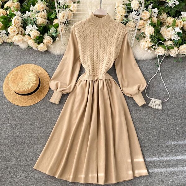 casual dresses elegant solid women dress camel color fashion splice knitted o neck puff sleeve gown autumn streetwear a-line 2021 nw136, Black;gray
casual dresses elegant solid women dress camel color fashion splice knitted o neck puff sleeve gown autumn streetwear a-line 2021 nw136, Black;gray