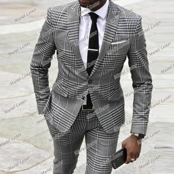 men's suits & blazers classic grey plaid check wedding for men single brasted jacket with pants groom tuxedos 2 pieces formal business, White;black
men's suits & blazers classic grey plaid check wedding for men single brasted jacket with pants groom tuxedos 2 pieces formal business, White;black